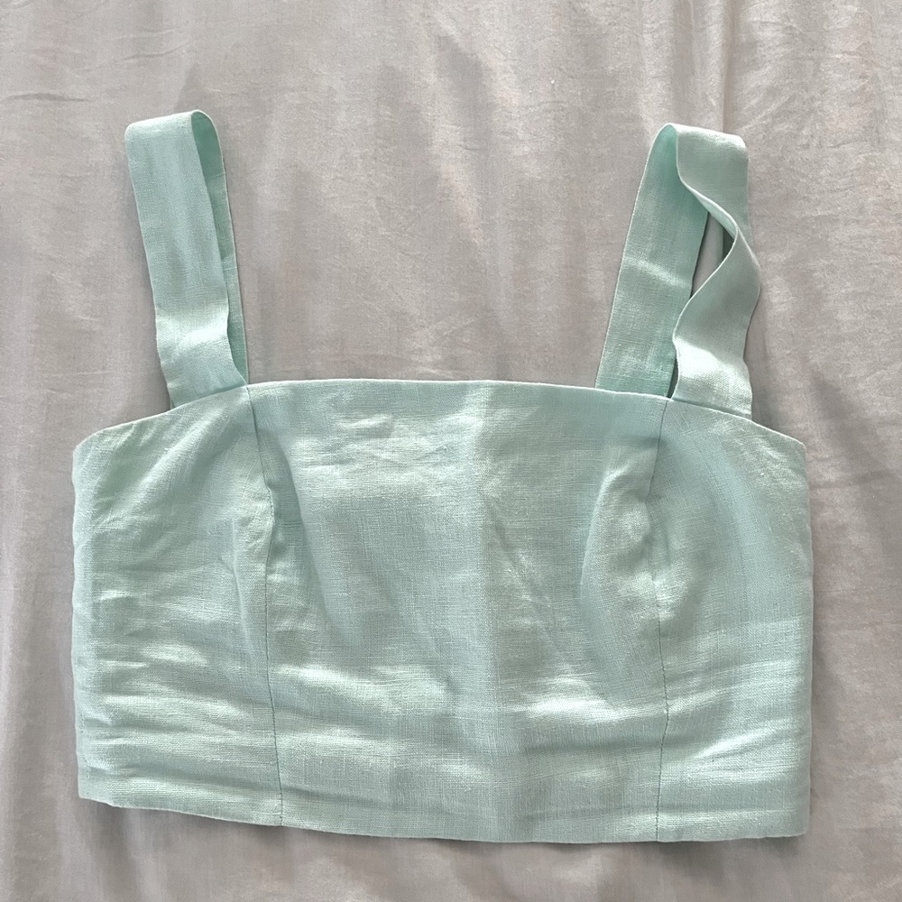 Farm Rio XS Mint Linen Crop Top